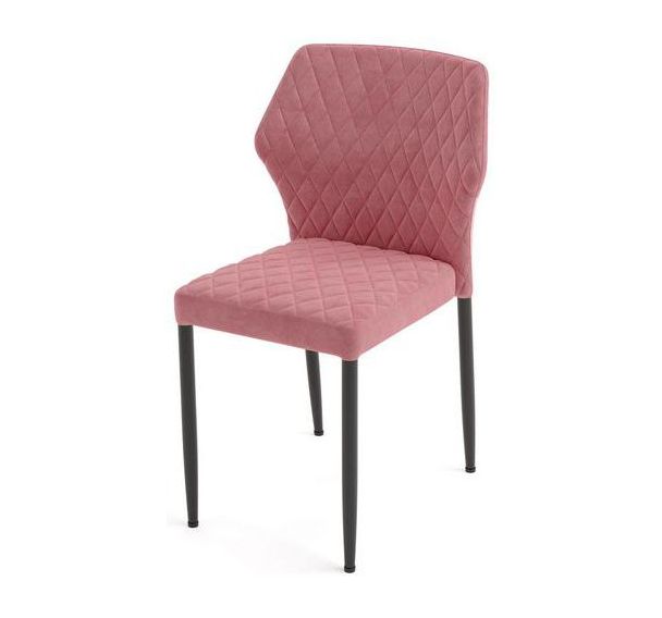 Lot de 4 chaises Louis empilables, Rose, revêtement en velours