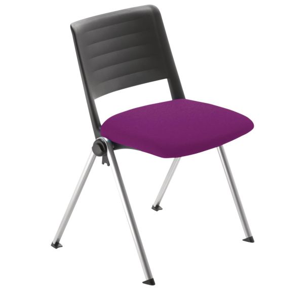 Lot de 4 chaises Match piètement alu dossier polypropylène noir assise tissu