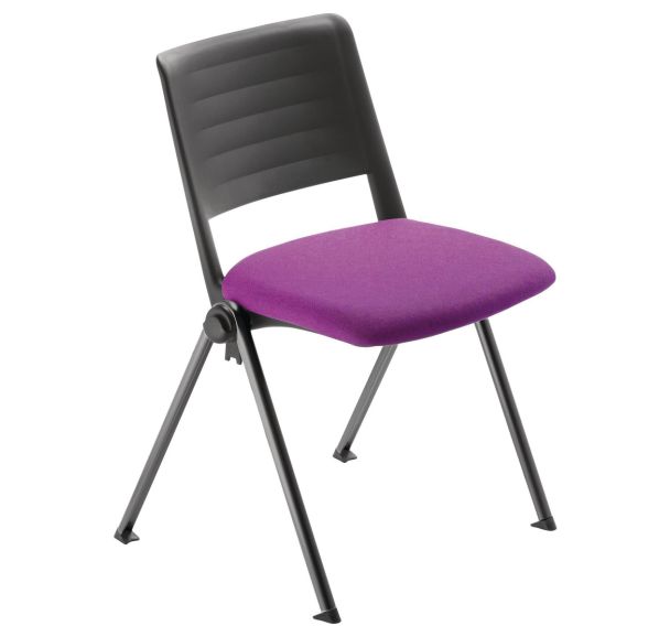 Lot de 4 chaises Match piètement noir dossier polypropylène noir assise tissu