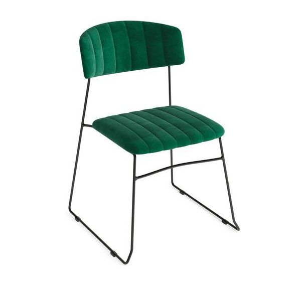 Lot de 4 chaises empilable Mundo Vert, revêtement en velours
