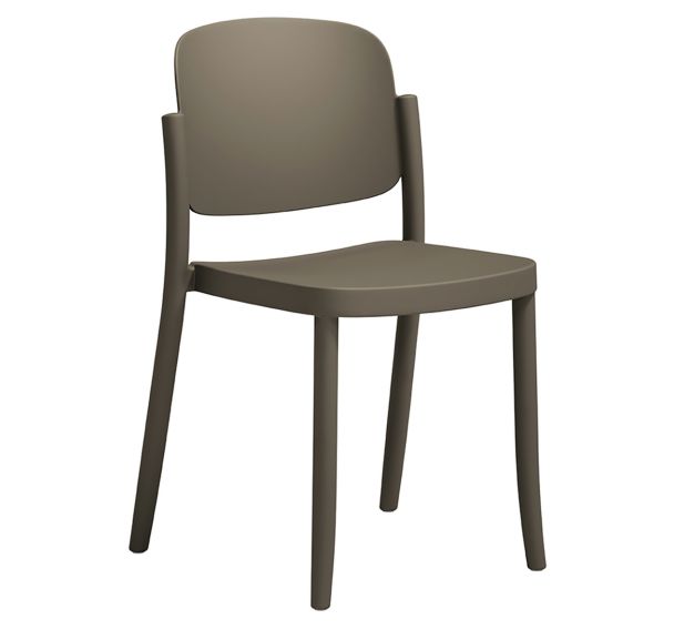Lot de 4 chaises monobloc polypropylène 100% recyclé - gris chaud
