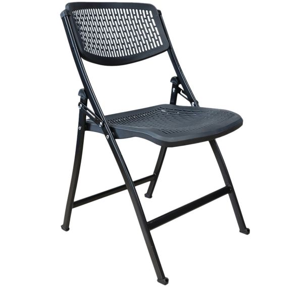 Lot de 4 chaises pliantes Net piètement gris coloris Noir
