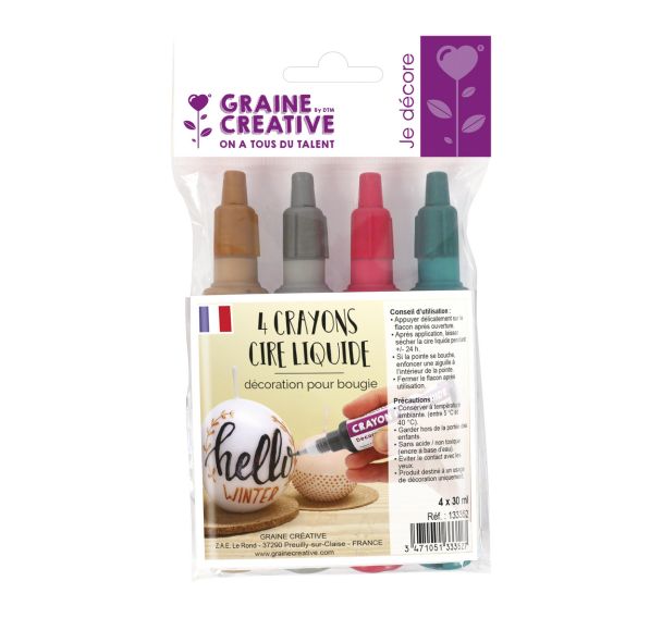 Lot de 4 crayons bougie à la cire liquide