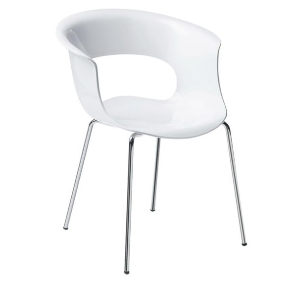 Lot de 4 fauteuils Miss B antichoc 4 pieds blanc brillant - chromé