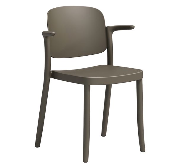 Lot de 4 fauteuils PIAZZA 2 monobloc polypropylène 100% recyclé - gris chaud