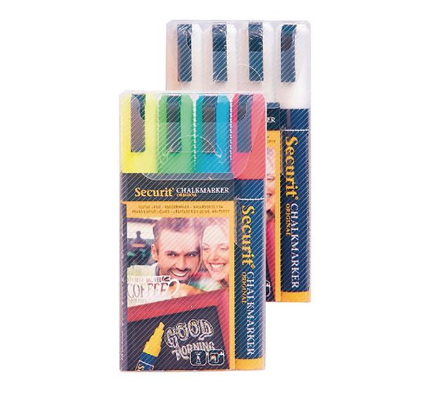 Lot de 4 feutres craie 2-6 mm assortiment - Securit