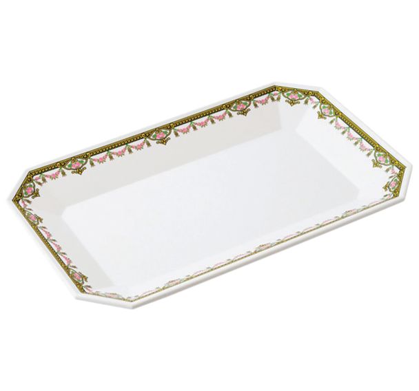 Lot de 4 plats octogones décor Pompadour mélamine - Plastorex