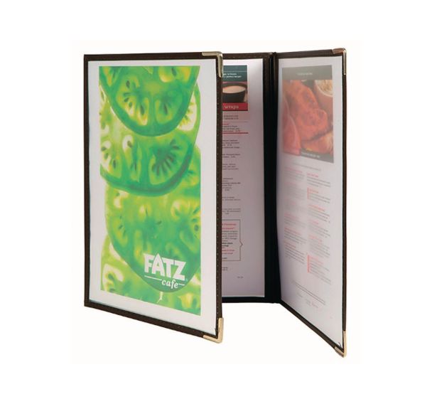 Lot de 4 protège menus en plastique et métal A4