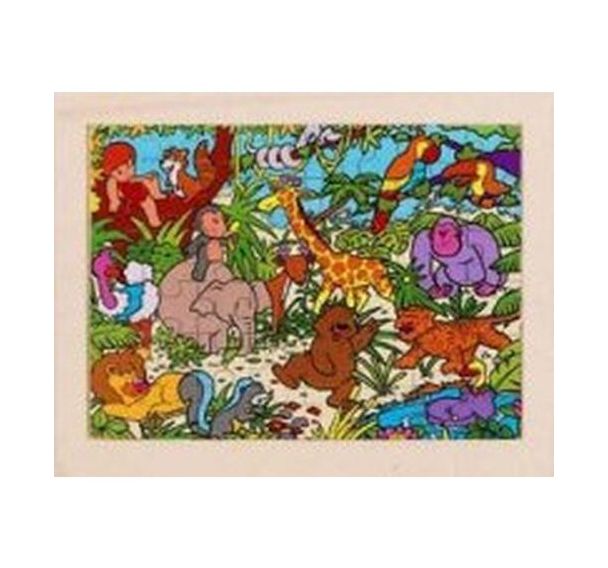 Lot de 4 puzzles 'Les explorations' de 48 pièces en bois.