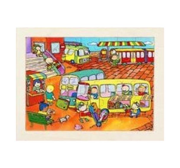 Lot de 4 puzzles 'Les transports' de 35 pièces en bois.