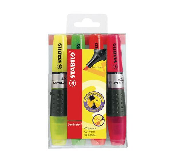 Lot de 4 surligneurs Stabilo Luminator - Présentoir - 4 coloris
