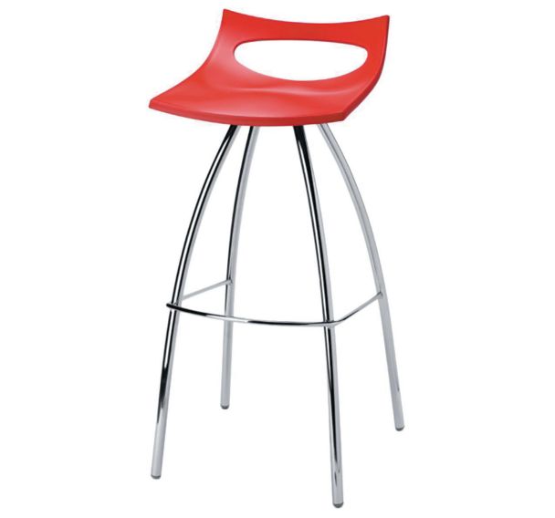 Lot de 4 tabourets Diablito hauteur 65 cm rouge/chromé
