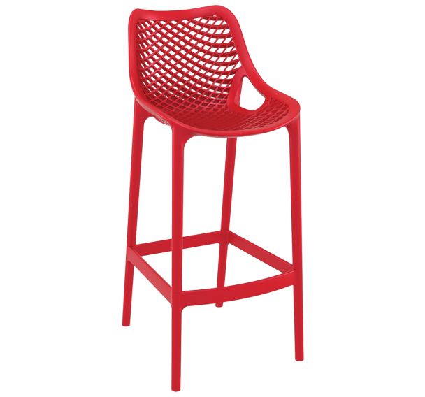 Lot de 4 tabourets hauts GRID polypropylène - rouge