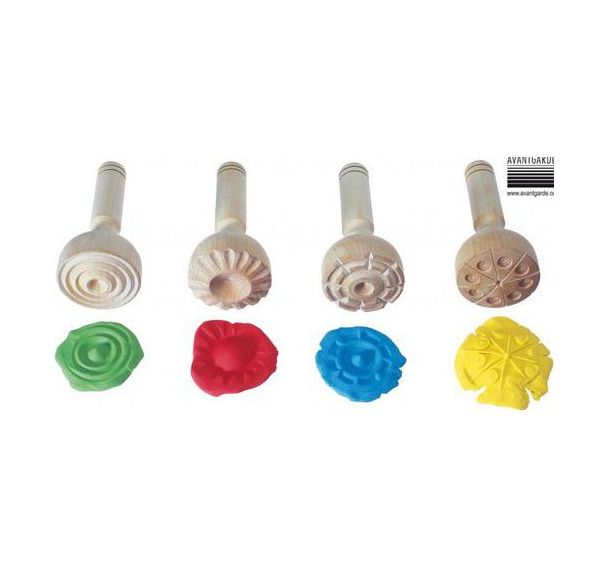 Eduplay Lot De 4 Tampons à Nœuds En Bois – Modelage Pâte à Modeler, Argile