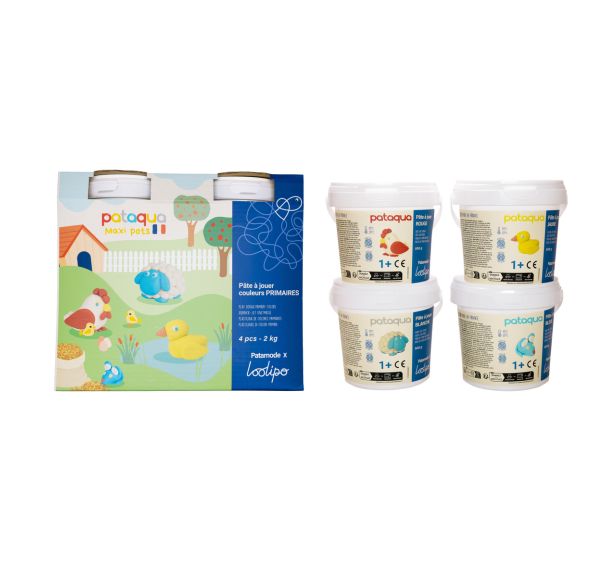 Lot de 4 x 500 g pâte à jouer en pots Pataqua