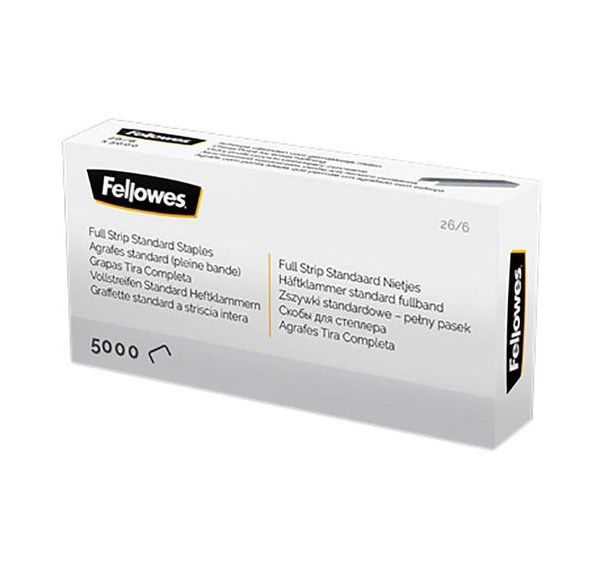 Lot de 5000 agrafes 26/6 pleine bande 107 mm - Fellowes