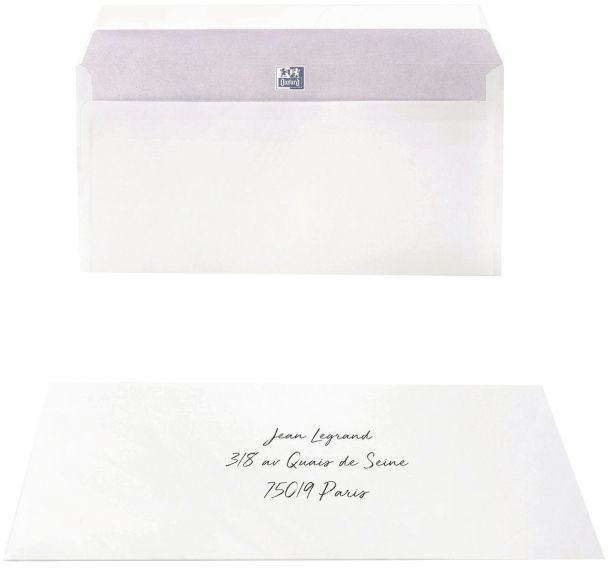 Lot de 500 Enveloppes 110x220 80g auto adhésive