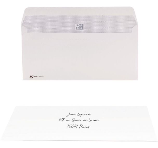 Lot de 500 Enveloppes 110x220 auto adhésives sans fenêtre blanche