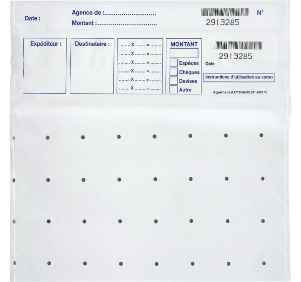 Lot de 500 Sacs opaques de sécurité pour billets
