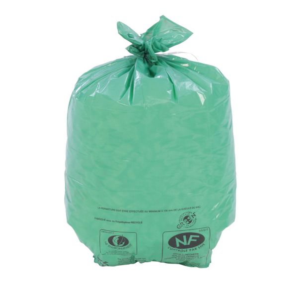 Lot de 500 Sacs poubelle NF 25 microns 30 L coloris vert