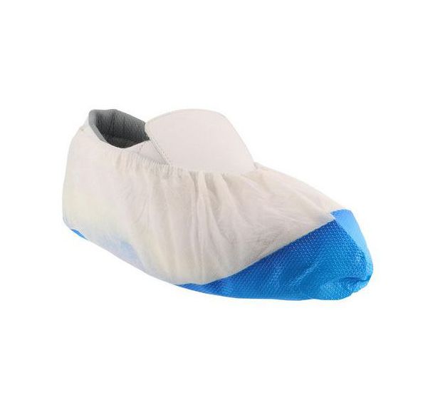 Lot de 500 Surchausssure à usage unique en polyéthylène blanc et bleu