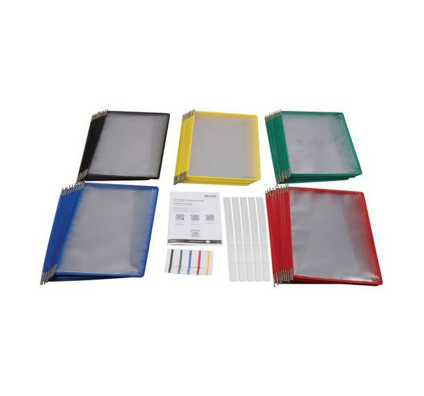 Lot de 50 50 Poches à pivot A4 asorti + 25 cavaliers de 50 mm