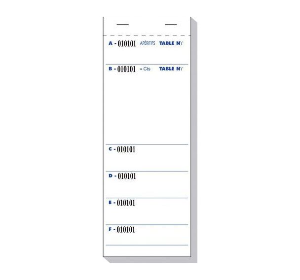 Lot de 50 Bloc brasserie 50 feuillets autocopiants dupli 9,6x26cm