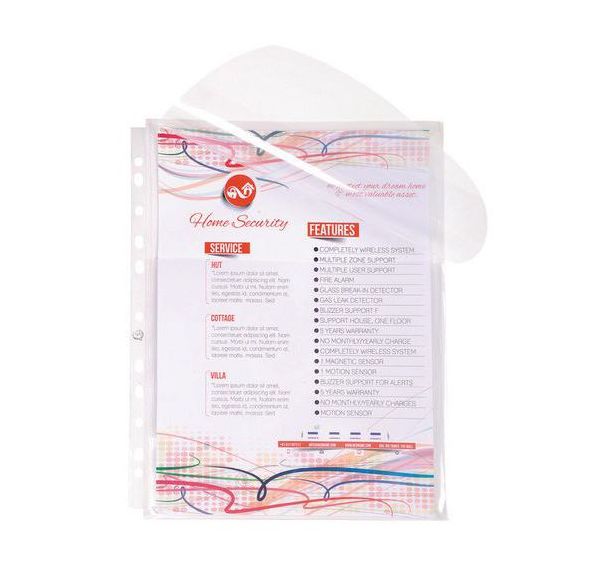 Lot de 50 Pochette perforée à soufflet avec rabat  PP 20/100E - A4