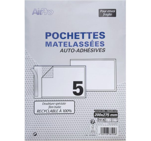 Lot de 50 Pochettes 180x265 125g kraft blanc auto adhésives