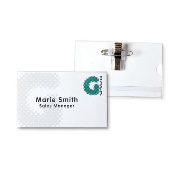 Lot de 50 Porte-nom à pince combi - 40 x 75 mm - transparent X50