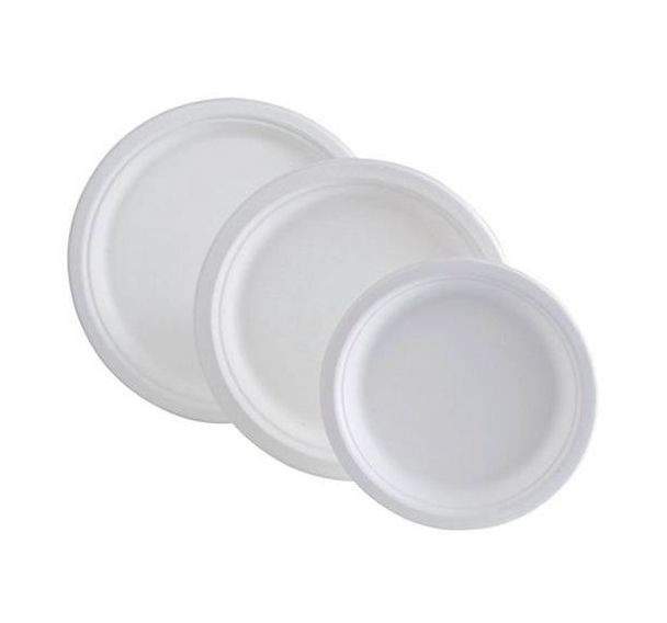 Lot de 50 assiettes rondes bagasse 26 cm -Publi Embal