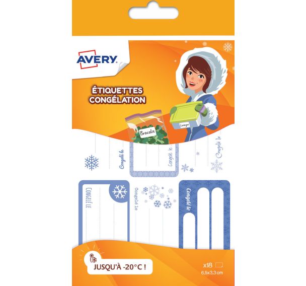 Lot de 540 Étiquette de congélation à motif - 63,5x33 mm - Bleu