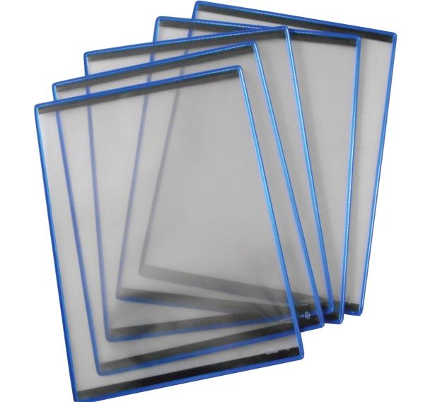 Lot de 5 5 poches magnétiques - A3 - Bleues - ouverture petit côté