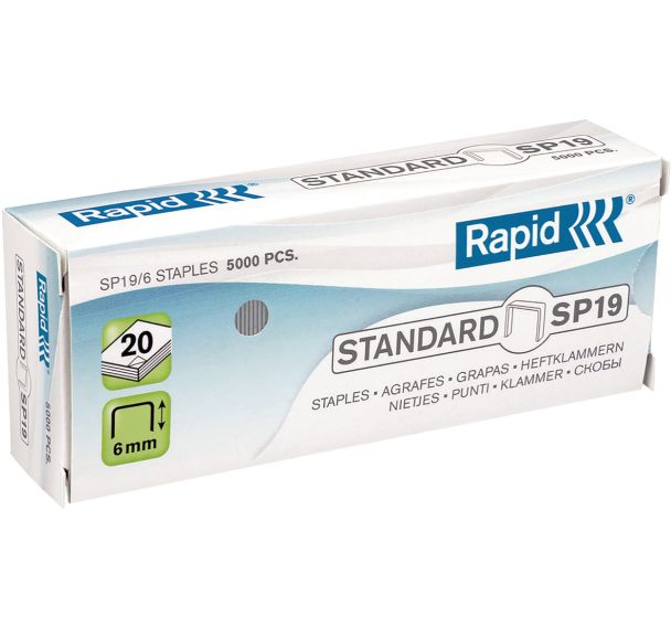 Agrafe SP19/6 mm - 15 Boîtes de 5000 - Rapid