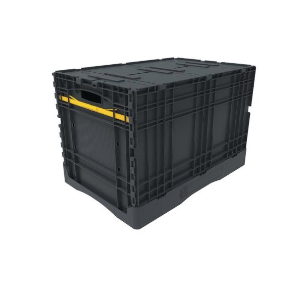 Lot de 5 Bac rabattable - 600x400x400 - Gris - Couvercle - 80L