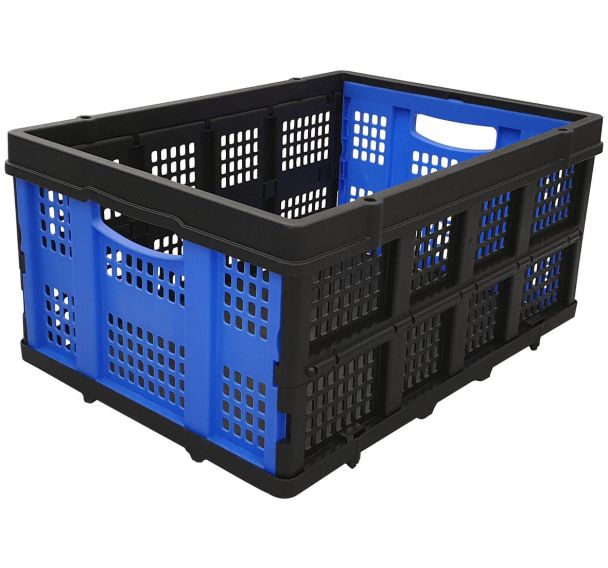 Lot de 5 Bacs pliants ajourés 60 L noir bleu - Lot de 5 - Viso