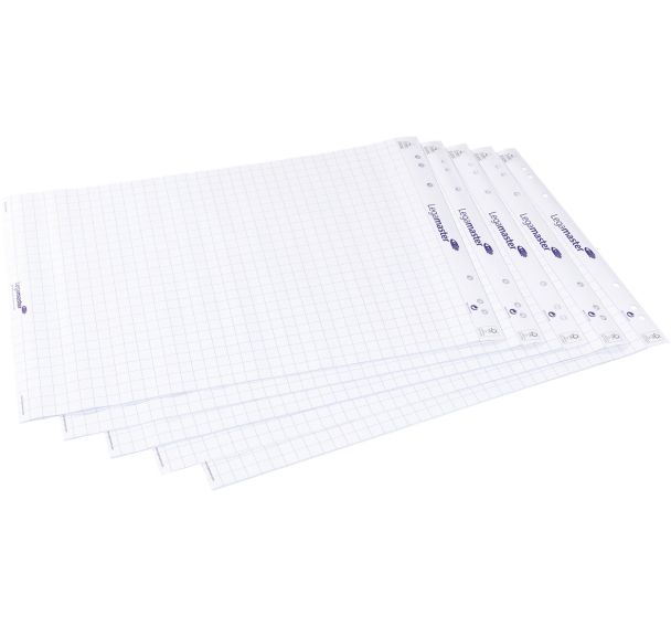 Lot de 5 Bloc-papier quadrillé pour flipchart