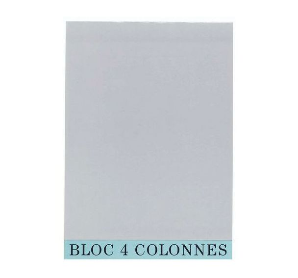 Lot de 5 Bloc de contrôle comptable - 4 colonnes