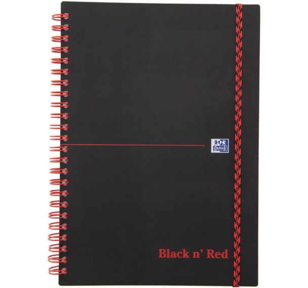 Lot de 5 Cahier black'n red spirale A5 140pages 90g ligné 7mm polypro
