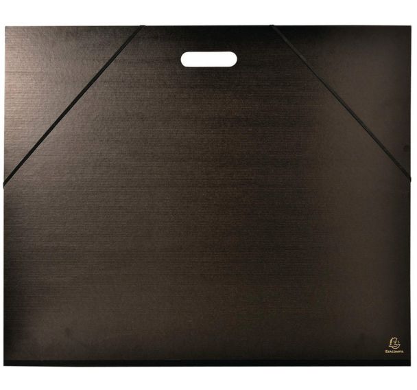 Lot de 5 Carton à dessin kraft noir vernis avec élastiques et poignée