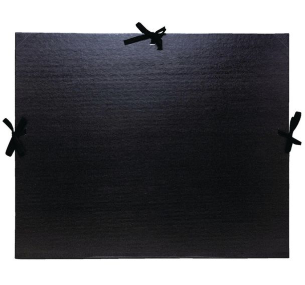 Lot de 5 Carton à dessin kraft noir vernis + ruban 32x45cm a A3 Noir
