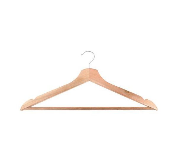 Lot de 5 Cintre avec porte-pantalon en bois naturel - Lot de 5 - Vepabins