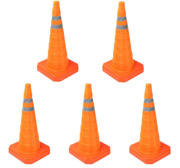 Lot de 5 Cône de balisage nylon rétractable 70cm - Lot de 5