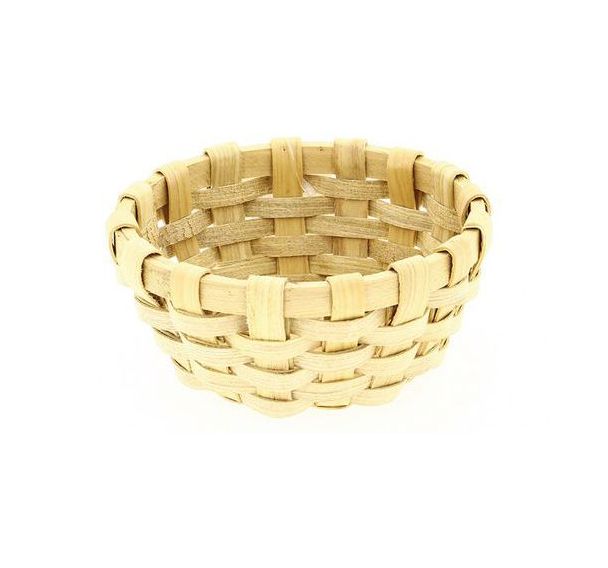 Lot de 5 Corbeille à pain ronde en bois de peuplier tressé