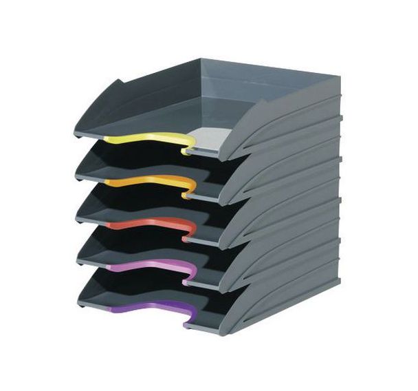 Lot de 5 Corbeilles à courrier Varicolor Gris