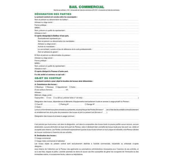 Lot de 5 Dossier location commerciale