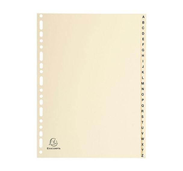 Lot de 5 Intercalaires carte peau 155g 26 positions de a à z A4