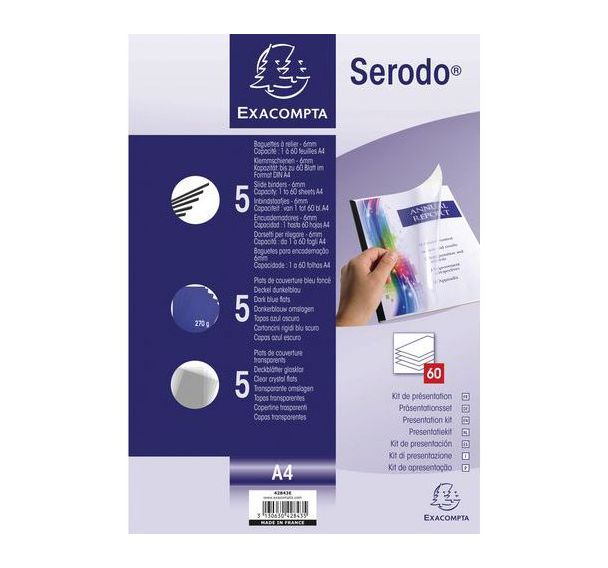 Lot de 5 Kit de présentation Serodo pour relier jusqu'à 60 feuilles A4