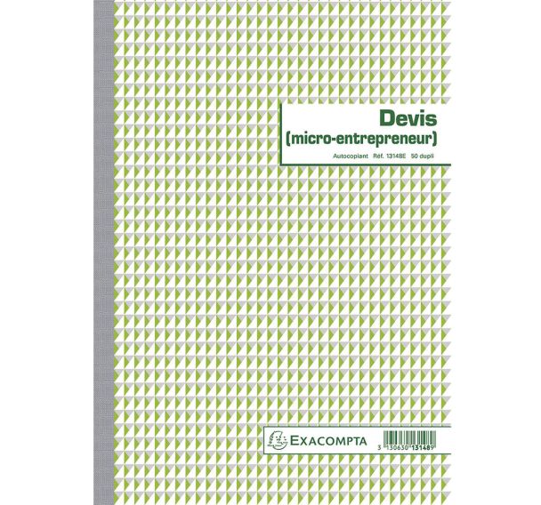Lot de 5 Manifold Devis Micro-entrepreneur 50 feuillets dupli autocopiants