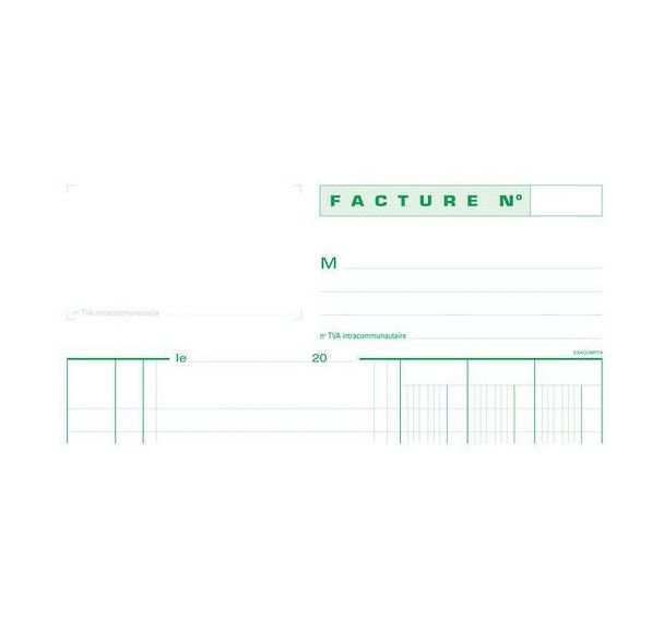 Lot de 5 Manifold factures avec tva 29,7x21cm 50 feuillets tripli